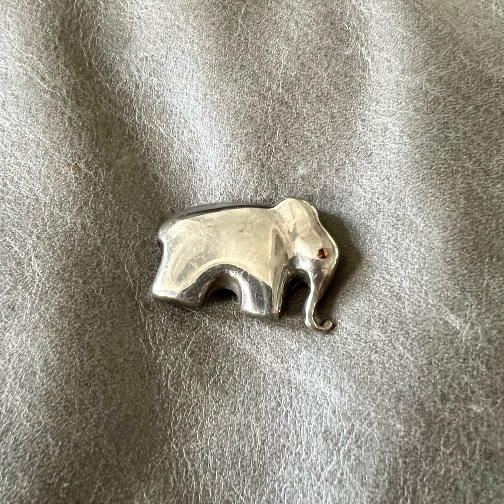 Mignon Faget Sterling Silver Elephant Pendant with Orange Stone Eye